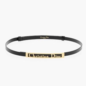 DIOR BLACK LEATHER SIGNATURE SLIM BELT 15MM Medium